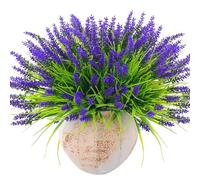 Rowfad 44 Pcs Artificial Outdoor Flowers Lavender Fake Greenery Plants UV Resistant Grass with Purple Flowers for Pot Decor for Window Garden Patio Hanging Planter Pathway Front Porch (44, Purple)