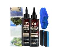 Rowgins D1 Glass Polishing Liquid, Auto Polishing Compound Windshield Cleaner Oil Film Remover, Glass Car Polish, Anti-Fog Hydrophobic Coating Spray, Scratches, Wiper Marks & Oil Film (2Pcs)
