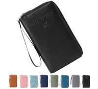 Rowgins Multi-Functional RFID Passport Wallet, Passport Holder for Travel for Men & Women, with Smooth Zipper and Organized Compartments for Secure Travel (Black)