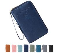 Rowgins Multi-Functional RFID Passport Wallet, Passport Holder for Travel for Men & Women, with Smooth Zipper and Organized Compartments for Secure Travel (Dark Blue)