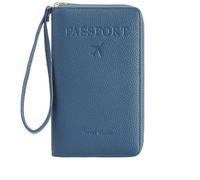 Rowgins Multi-Functional RFID Passport Wallet, Passport Holder for Travel Men & Women, Secure ID Card Organizer with Anti-Theft Protection for Credit Cards, Tickets, and Cash (Blue)