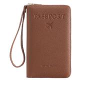 Rowgins Multi-Functional RFID Passport Wallet, Passport Holder for Travel Men & Women, Secure ID Card Organizer with Anti-Theft Protection for Credit Cards, Tickets, and Cash (Brown)