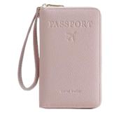 Rowgins Multi-Functional RFID Passport Wallet, Passport Holder for Travel Men & Women, Secure ID Card Organizer with Anti-Theft Protection for Credit Cards, Tickets, and Cash (Pink)