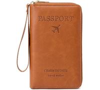 Rowgins Multi-Functional RFID Passport Wallet: Slim Anti-Theft PU Leather Organizer for Travel with Secure Card Slots, Waterproof for Passport/Cards/Cash (Brown)