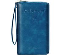 Rowgins Multi-Functional RFID Passport Wallet: Slim Anti-Theft PU Leather Organizer for Travel with Secure Card Slots, Waterproof for Passport/Cards/Cash (Peacock Blue)