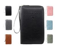 Rowgins Multi-functional Rfid Wallet, Slim Lightweight Leather Wallet Cover Case with Smooth Zipper and Partition, Secure Travel Essentials with Anti-Theft Protection (black*1)