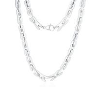 ROWIN&CO Chunky Paperclip Link Necklace 8MM Diamond Cut 925 Sterling Silver/Black/Blue/Rainbow Stainless Steel Chain Choker for Women Men Trendy Hip Hop Gifts16-30 Inches, 22 Inch, Stainless Steel