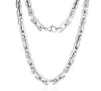 ROWIN&CO Chunky Paperclip Link Necklace 8MM Diamond Cut 925 Sterling Silver/Black/Blue/Rainbow Stainless Steel Chain Choker for Women Men Trendy Hip Hop Gifts16-30 Inches, 22 Inch, Stainless Steel