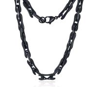 ROWIN&CO Handmade Men's Chain Stainless Steel 8mm Novelty Bone Paperclip Link Necklace Black/Blue/Rainbow Chains for Men Women Choker Jewelry Hip hop Miami Links 16"-30", 18 Inch, Stainless Steel
