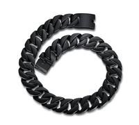 ROWIN&CO Jewelry Huge 32mm Chunky Chain Necklace Heavy Sturdy Black 316L Stainless Steel Hip Hop Punk Fashion Party Gift for Men Women Cuban Chain, 8.66-35 Inch, 8.66 Inch, Stainless Steel, No