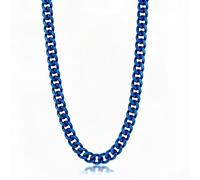 ROWIN&CO Men's Miami Cuban Link Chain 8/12/14mm Stainless Steel Blue Plated Chain Necklace, Hypoallergenic Hip Hop Jewelry, 20-30 Inch, Gift Box, L, Stainless Steel, No Gemstone