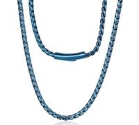 ROWIN&CO Twisted Rope Curb Cuban Chain 6mm Stainless Steel Necklace, Silver/Black/Blue Chain for Men Women Choker Jewelry Miami Link Hip hop Gifts 16"-30", 66.04 cm, Stainless Steel, No Gemstone