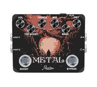 Rowin Metal Distortion Guitar Effect Pedal with True Bypass, for Boost, Volume, Treble and Bass Controls for Thick Clear Tones, Compatible with Electric Guitar, 80s 90s Metal Rock Sounds