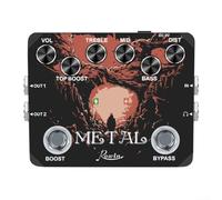 Rowin Metal Distortion Pedal with True Bypass Designed for Enhanced Frequency Response Control Including Boost, Volume, Treble, Bass, and Distortion for Heavy Guitar Sounds