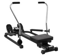 Rowing Machine Black Steel 126x128x70cm 5-Level Hydraulic Resistance LCD Foldup