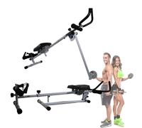Rowing Machine Foldable, Home Gym Equipment Full Body, Compact Rower, Space-Saving Sit-Up Cruncher, Resistance Training for Belly Fat