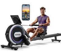 Rowing Machine, MOSUNY Magnetic Rowing Machines for Home Gym with 32 Levels Resistance, Maximum Load of 400 LB, Upgrade to Double Slide Rails, App Supported,Vertical Storage