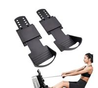 Rowing Machine Pedals - 12x5 Inches Pair Set, Anti-Slip Texture Design, Exercise Machine Parts | Rowing Bicycle Foot Pedals For Home Gym Workout Equipment & Durable Replacement Accessory Black
