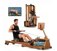 Rowing Machine, Water Foldable Rowing Machine for Home Gym, Light Brown