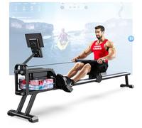 Rowing Machines Upright for Home Water Resistance Rower Machine 350 LBS Weight Capacity with LCD Display App Support, Tablet Holder