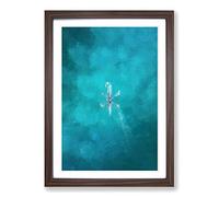 Rowing on a Lake in Sweden in Abstract Framed Print | A2 Walnut Framed Wall Art | Ready to Hang | Abstract Landscape Picture | Living Room Bedroom Lounge Office
