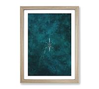 Rowing On A Lake In Sweden Painting Modern Framed Print | A2 Oak Framed Wall Art | Ready to Hang | Modern Landscape Picture | Living Room Bedroom Lounge Office