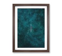Rowing On A Lake In Sweden Painting Modern Framed Print | A3 Walnut Framed Wall Art | Ready to Hang | Modern Landscape Picture | Living Room Bedroom Lounge Office