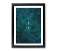 Rowing On A Lake In Sweden Painting Modern Framed Wall Art Print, Ready to Hang Picture for Living Room Bedroom Home Office Décor, Black A3 (34 x 46 cm)