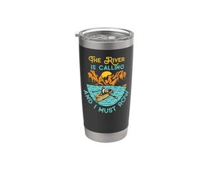Rowing Row Boat Retro Vintage The River is Calling and I Stainless Steel Insulated Tumbler