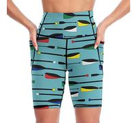 Rowing Rowing In Water Women's Yoga Biker Shorts High Waisted Workout Pants With Pockets