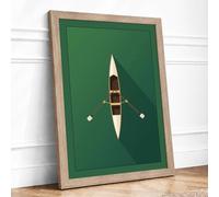 Rowing Shell at Rest Minimalist Framed Wall Art Print A1 (84.1×59.4cm) Oak, Wall Decor for Living Room, Bedroom, Office & Home, Ready to Hang, Art Gift