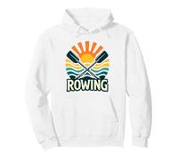Rowing Sunset Oars Retro Boathouse Lake Training Design Pullover Hoodie