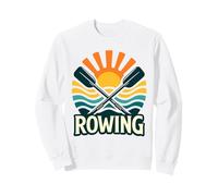 Rowing Sunset Oars Retro Boathouse Lake Training Design Sweatshirt