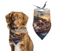 Rowing Team of Skeletons Castle Dog Bandanas Thanksgiving Halloween Christmas Pet Supplies Accessories Adjustable Pets Triangle Scarf