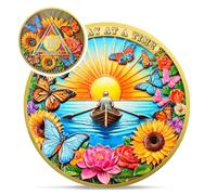 Rowing Toward Recovery 3 Year Sobriety Coin - One Day at A Time 3 Year AA Coins - Colorful Triangle Sunflower NA AA Chips and Medallions - 1-10 Prime Narcotics Alcoholics Anonymous Gifts for Men Women