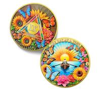 Rowing Toward Recovery 9 Year Sobriety Coin - One Day at A Time 9 Year AA Coins - Colorful Triangle Sunflower NA AA Chips and Medallions - 1-10 Prime Narcotics Alcoholics Anonymous Gifts for Men Women
