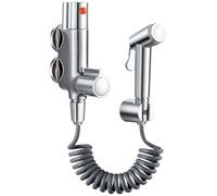 ROWINNAO Bidet Sprayer for Toilet Thermostatic Mixer Bidet Spray Kit, Brass Thermostatic Mixer Valve with Hand Sprayer Kit, Muslim Douche Spray, Chrome Hygienic Shattaf Shower Set, Wall Mounted