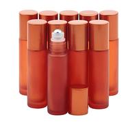 Rowiz 10PCS 10ml Orange Frosted Glass Bottle Leakproof Glass Bottle Essential Oil Roller Bottles Set with Stainless Steel Balls and Anodized Aluminum Screwcap for Perfume & Aromatherapy Oils