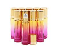 Rowiz 10pcs Essential Oils Roll on Bottles,10ml Refillable Empty Glass Rollerball Bottles with Golden Cap for Homemade Perfume Fragrance Aromatherapy Oils,Yellow Rose Gradient