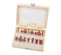 Rowiz 15 PCS Milling Cutter Router Bit Set 1/4 Inch 6.35mm Shank Milling Trimming Cutter Bits Wood Engraving Bits Set with Wrench and Wooden Index Box