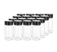 Rowiz 16pcs 25ml Clear Small Glass Vials with Black Screwcap Liquid Sampling Sample Glass Bottles for Chemistry Lab Chemicals