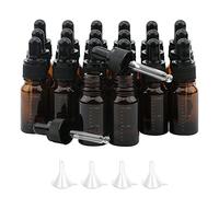 Rowiz 20pcs 10ml Amber Dropper Bottles with Pipettes Dropper&Black Screw Cap and Scale Line,Contains 4 Funnels, for Essential Oils Aromatherapy Perfume Blends, Empty Cosmetics Sample Vials