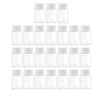 Rowiz 24 Pack 7ml Clear Glass Sample Vials with Scale Screwcap Lab Liquid Sampling Bottles for Chemistry Lab Chemicals(White cap)