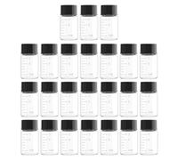 Rowiz 24 Pack 7ml Clear Glass Sample Vials with Scale Screwcap Lab Liquid Sampling Bottles for Chemistry Lab Chemicals(Black cap)