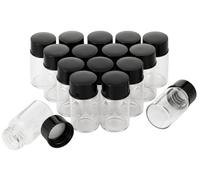 Rowiz 24 Pack 7ml Clear Glass Sample Vials with Screwcap Lab Liquid Sampling Bottles for Chemistry Lab Chemicals(Black cap)