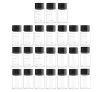 Rowiz 24 Pack 7ml Clear Glass Sample Vials with Screwcap Lab Liquid Sampling Bottles for Chemistry Lab Chemicals, 12 Pack with Scale(Black cap)