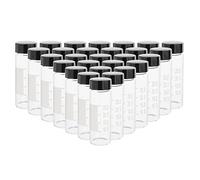 Rowiz 28pcs 30ml Clear Small Glass Vials with Scale Writch Patch Black Screwcap Liquid Sampling Sample Glass Bottles for Chemistry Lab Chemicals