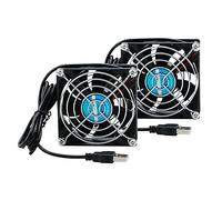Rowiz 2pcs DC 5V 80mm (8cm) Case Fan with Metal Finger Guard, Silent Cooler USB Connected Cooling Fan for Router PC CPU TV Box, 80×80×25mm