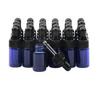 Rowiz 30 PCS 3ml Blue Glass Dropper Bottles with Pipettes Dropper&Black Screw Cap,Glass Essential Oil Bottles Eye Dropper Vials Perfume Cosmetic Liquid Aromatherapy Lotion Sample Bottles