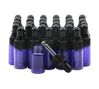 Rowiz 30 PCS 3ml Purple Glass Dropper Bottles with Pipettes Dropper&Black Screw Cap,Glass Essential Oil Bottles Eye Dropper Vials Perfume Cosmetic Liquid Aromatherapy Lotion Sample Bottles
